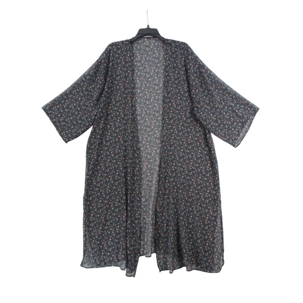 Vintage Floral Kimono Cardigan  Size - L  Semi-Sheer Lightweight‎ Cover-Up